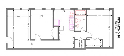 2 Bed 1 Bath Floor Plan at Integrity Cleveland Heights, Cleveland Heights